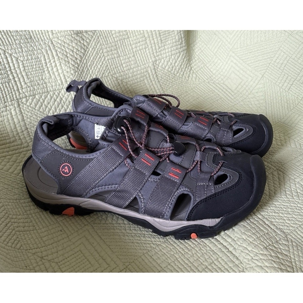 Atika Outdoor Men's 10 Closed Toe Hiking Sport Sandals Gray Red Water Trail Shoe
